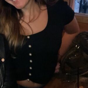 Zara Black Knit Top with Pearls